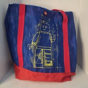 LEGO Official Minifigure Beach Tote Bag 18" by 16" Mesh Bag W/ Snap Button